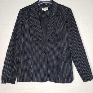 Norm Thompson Black & White Polka Dot Blazer 14